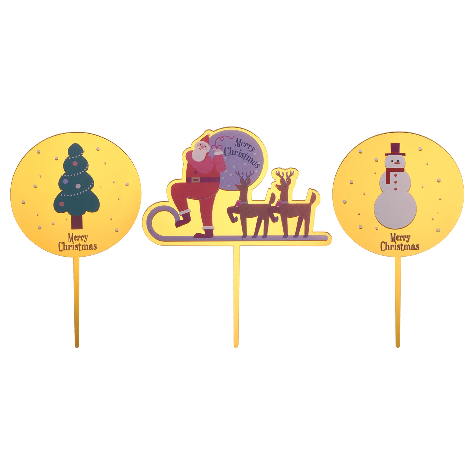 

3pcs Christmas Xmas Cupcake Toppers Christmas Cake Holiday Party Supplies