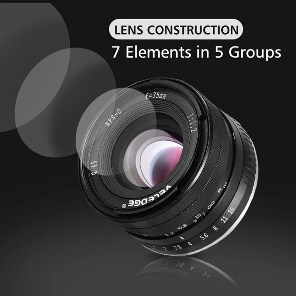 Объектив VELEDGE 35 мм F1.2 с ручным фиксированным фокусом подходит для камер Sony Micro-Single