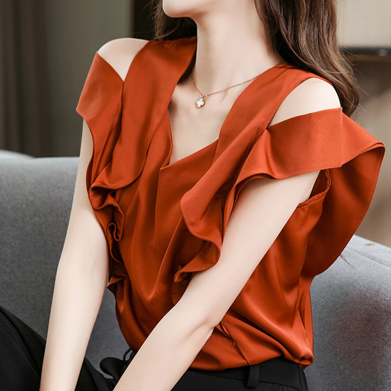 Элегантная однотонная Свободная рубашка с коротким рукавом элегантная простая