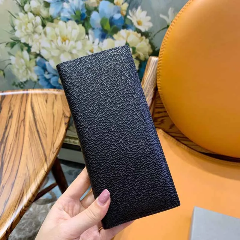 Роскошный брендовый черный кошелек TB THOM из натуральной кожи длинный стильный