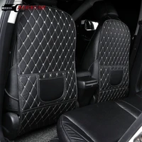 for car waterproof seat back pu leather anti child kick pad protector cover universal auto anti mud dirt pads with storage bag