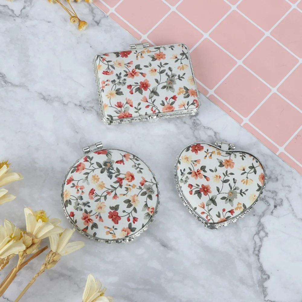 Элегантное винтажное мини-зеркало для макияжа с цветочным рисунком портативный