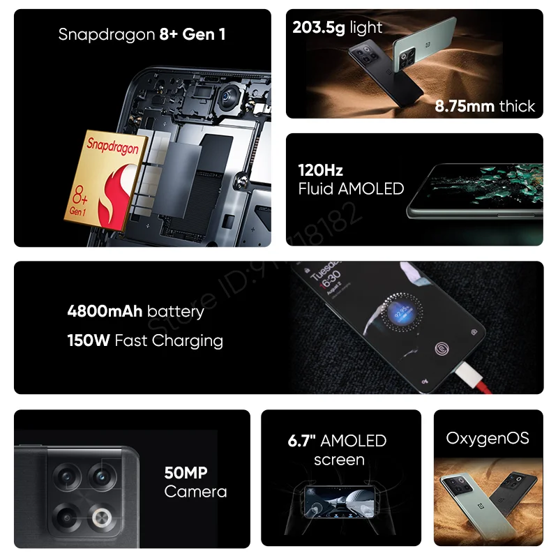 Cena Globalny Rom OnePlus Ace Pro 5G 10T Smartphone 150W Supervooc Charge 4800mAh 6.7 Wyświetlacz AMOLED 50MP Telefon Komórkowy