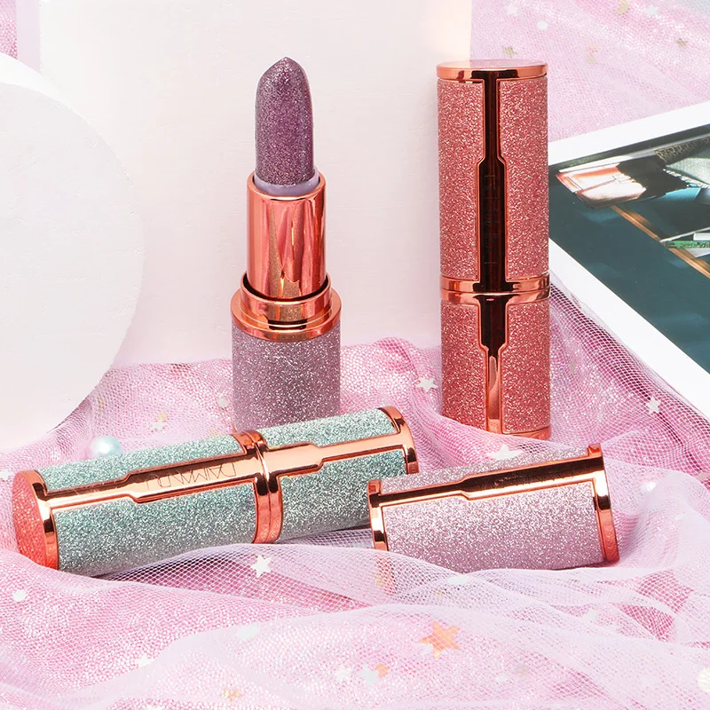 

Glitter Matte Lipstick Waterproof Long Lasting Temperature Change Diamonds Lipstick Non Stick Red Pink Lip Tint Makeup Cosmetic