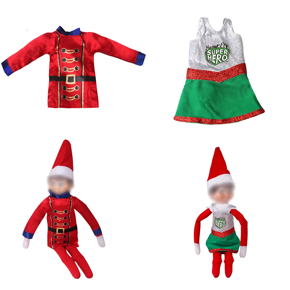 Christmas Elf Doll Red Clothes Christmas Colorful Dress Toys Children's Accessories Gifts (No Dolls)m107