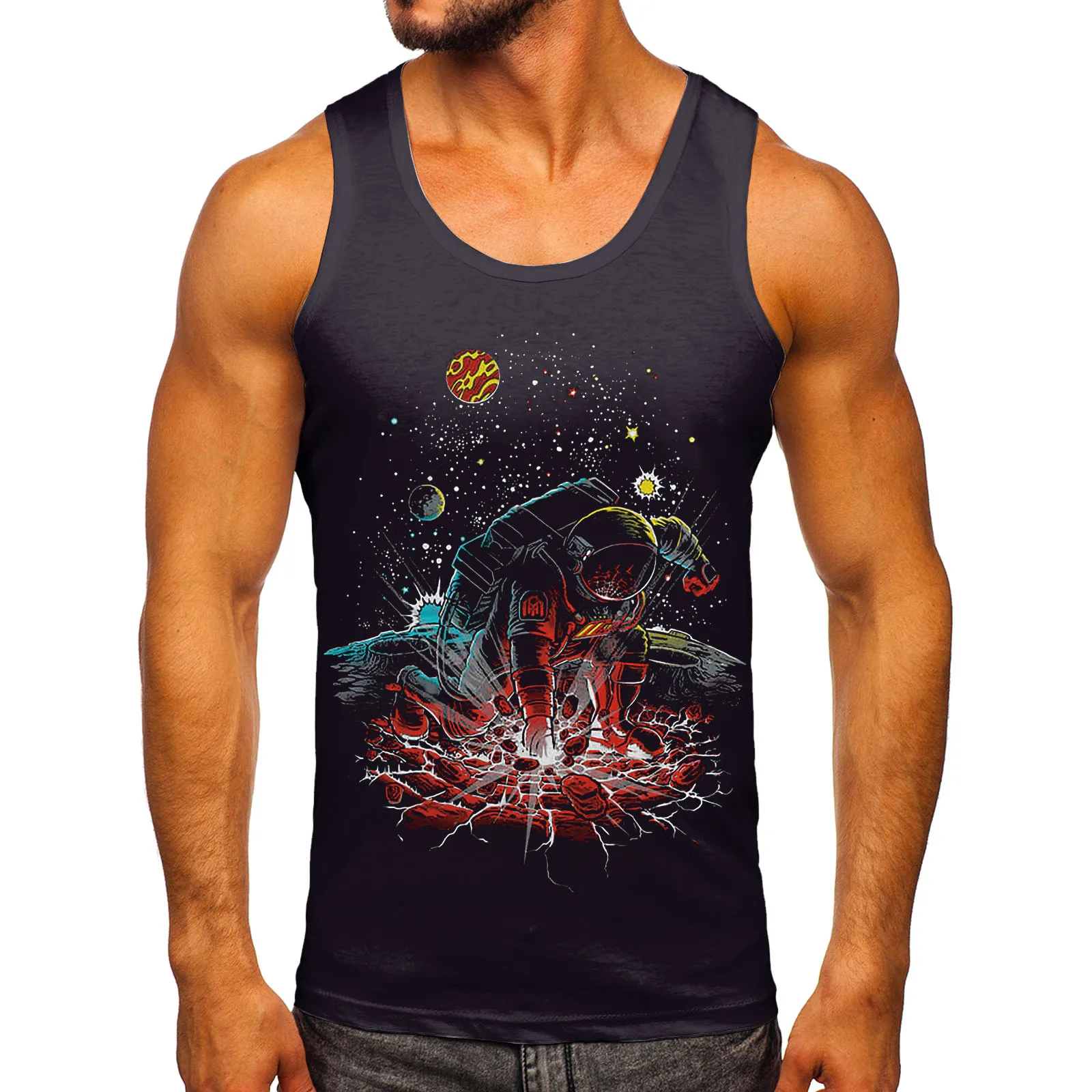 

Футболка мужская с круглым вырезом, Повседневная рубашка без рукавов, с принтом, белая блузка, весна-лето