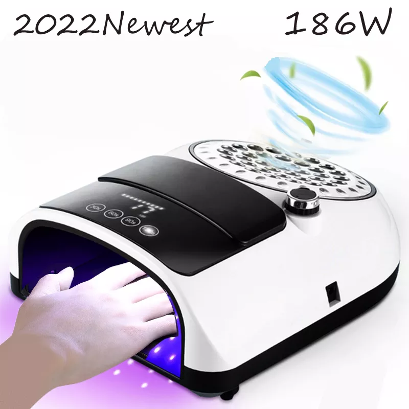 2IN1 High Power 186W Professionals Nail Lamp Vacuum Cleaner LED Nail Gel Drying Lamp Dust Collector With Filters Nail Salon Tool