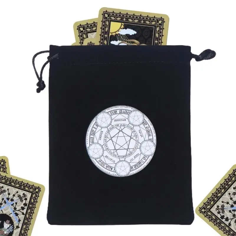 

Бархатная сумка на шнурке для карт и Таро, сумка для хранения карт с принтом «орнамент ведьмы», аксессуары для гадания, сумка для ювелирных изделий и костей