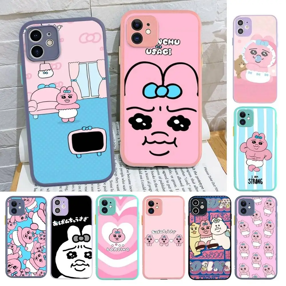Фото Милый чехол Opanchu U-Usagi для iPhone 16 15 14 Plus 13 12 11 Pro Max X XS MAX, полупрозрачный матовый противоударный чехол №2