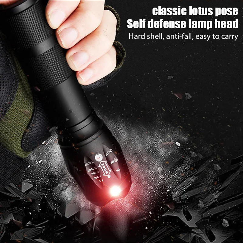

Led Flashlight Ultra Bright Waterproof MINI Torch T6/L2/V6 Zoomable 5 Modes 18650 Rechargeable Battery For Camping Tactical