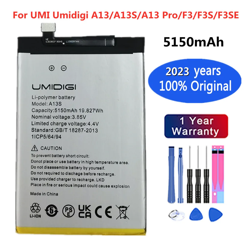 

2023 год новый 100% Оригинальный аккумулятор для UMI Umidigi A13 / A13 Pro A13S F3 F3S F3SE батарея 5150 мАч Сменный аккумулятор для телефона