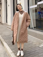 Women's Winter Jacket Super Hot Fashion Long Khaki Parkas Coat Hooded Warm Plaid Top Casual Streetwear Quilted Coats Female