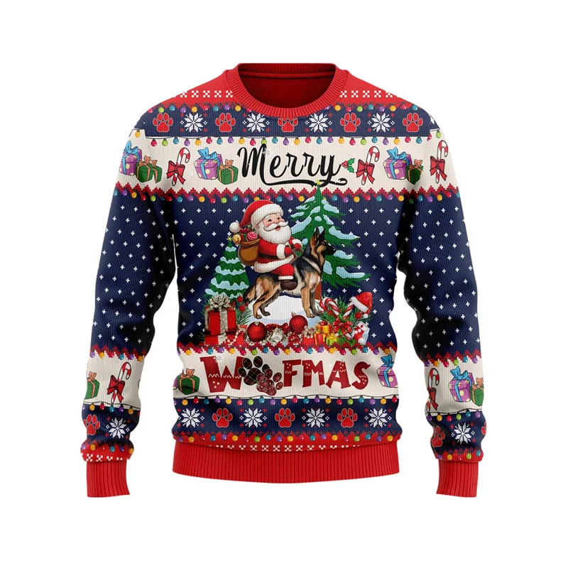 Merry Woofmas From Dog 3D Printed Pullovers For Women Clothes Cute Pet Husky Corgi Chihuahua Sweatshirts Funny Holiday Sweater