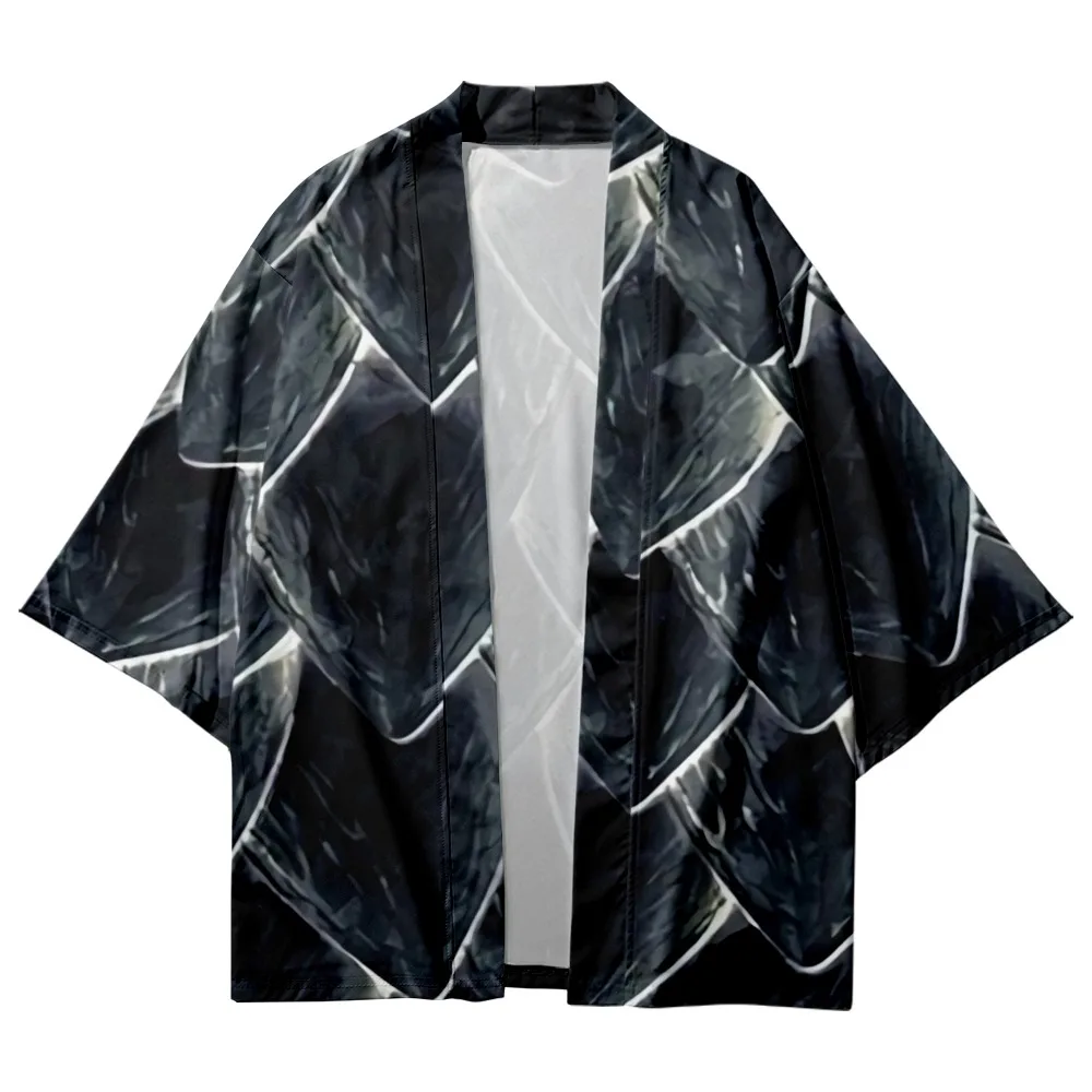 

Мужское пляжное кимоно dragon scale, Крутое свободное кимоно с коротким рукавом, модный топ