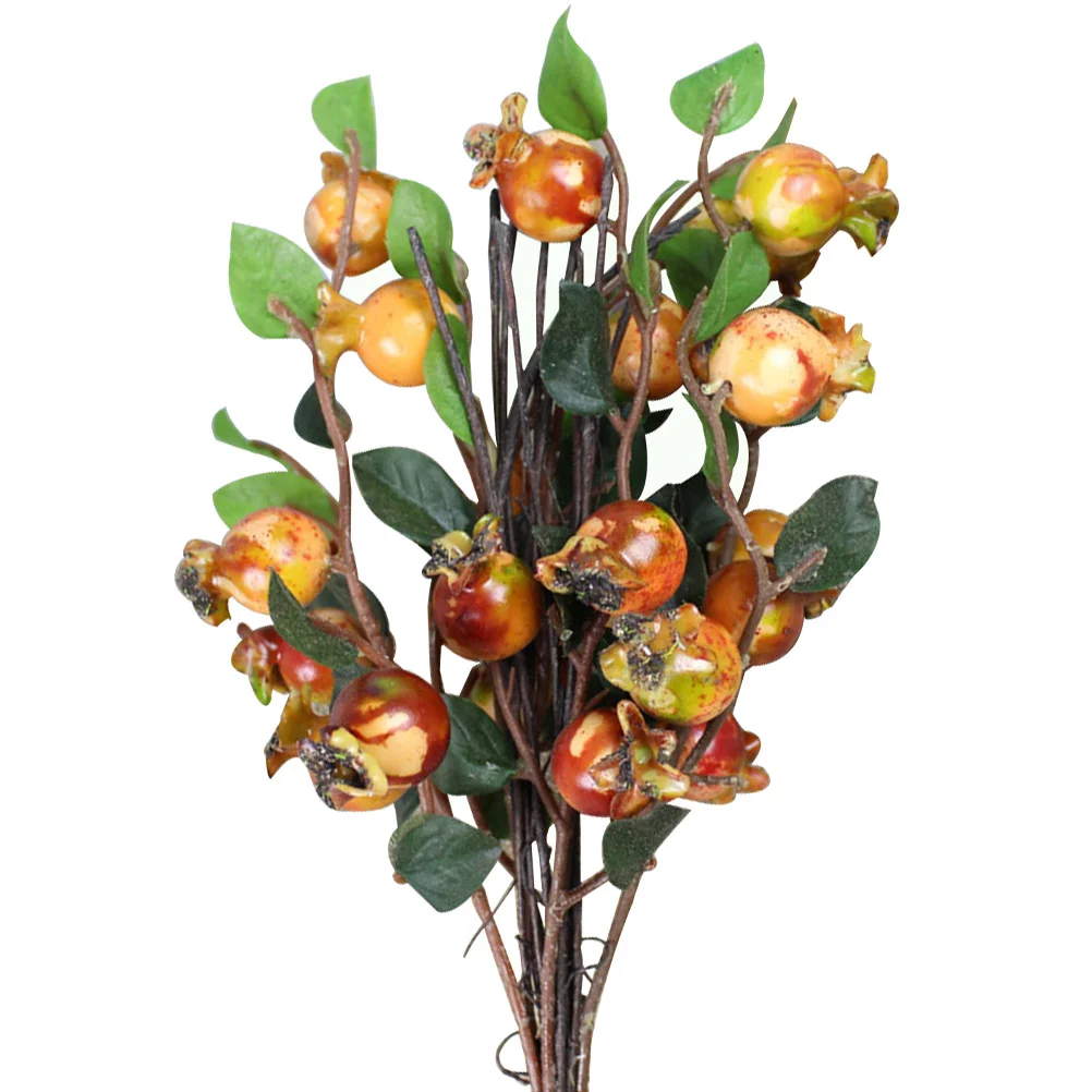 

Artificial Pomegranate Berries Christmas Berry Flower Stems Fake Picks Holly Decor Faux Rosehip Fruit Red Branches Bouquet