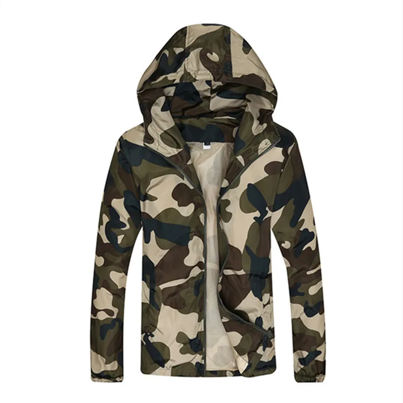 

Spring Autumn Polyester Men's Coat Hooded Long Sleeve Cardigan Pockets Slim Camouflage Print Fashion Casual Coat
