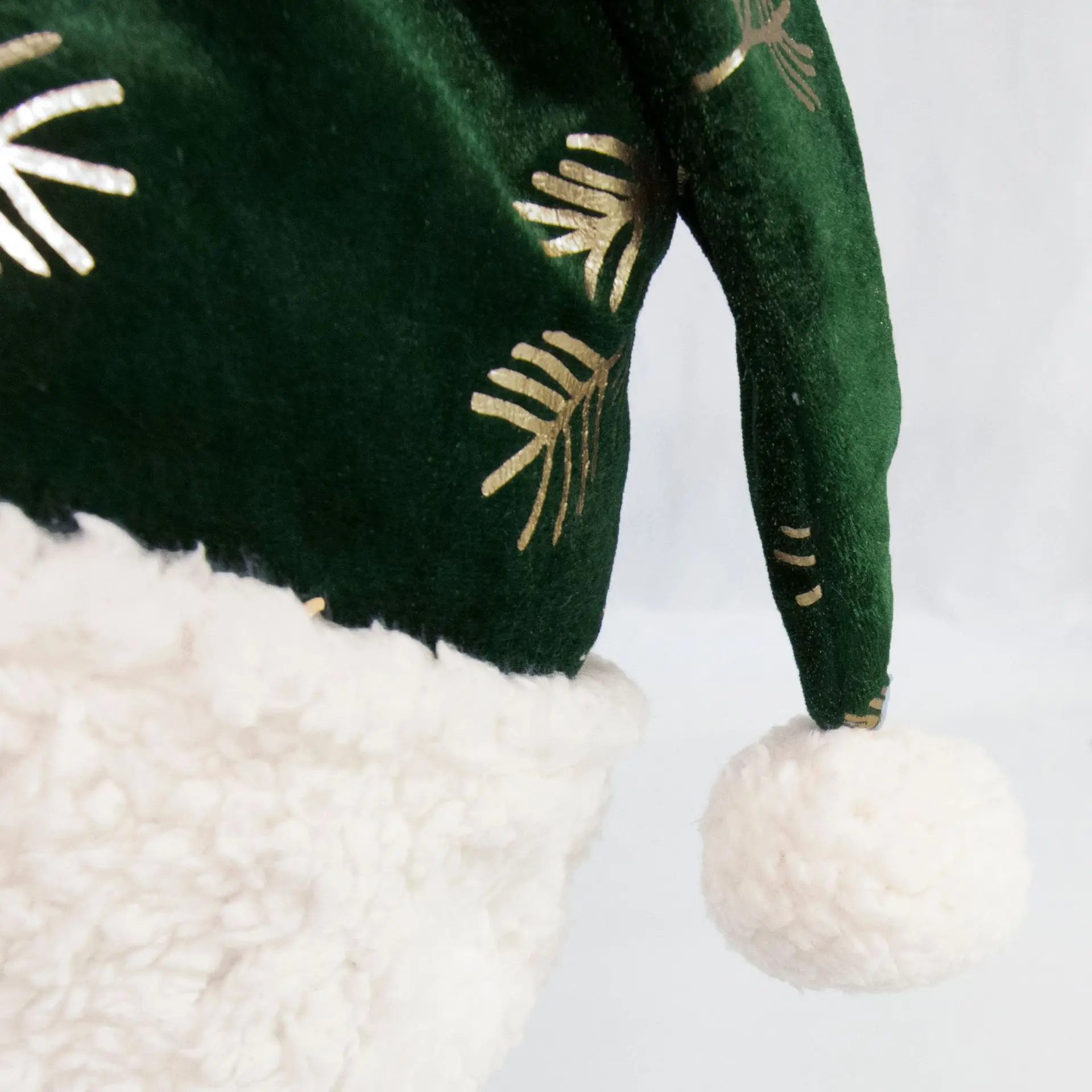 Рождественская Новая зеленая плотная бархатная печатная Золотая ветка шапка