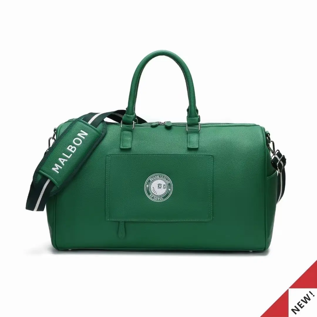 2023 Super New Golf Boston Bag Large Capacity Clothing Bag PU Men's and Women's One Shoulder Bucket Bag Green Golf Bag
