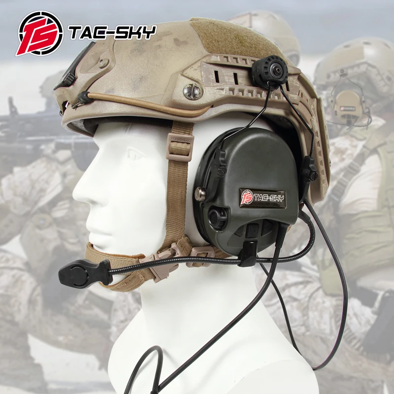 TS TAC-SKY TEAHEADSET Hi-Threat Tier 1 Tactical Helmet ARC Track Adapter Stand Version Noise Cancelling Walkie Talkie  Headset