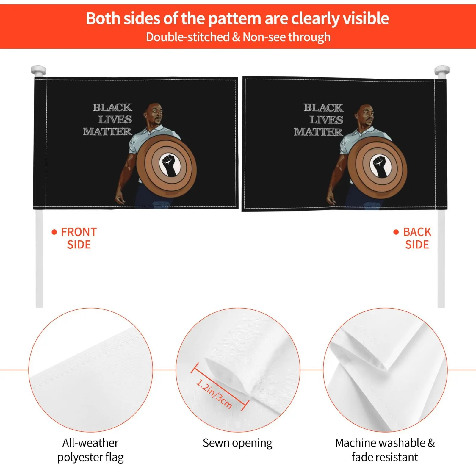 Черный живой материя-капитан говорит что наружный декор флаг автомобиля Джордж