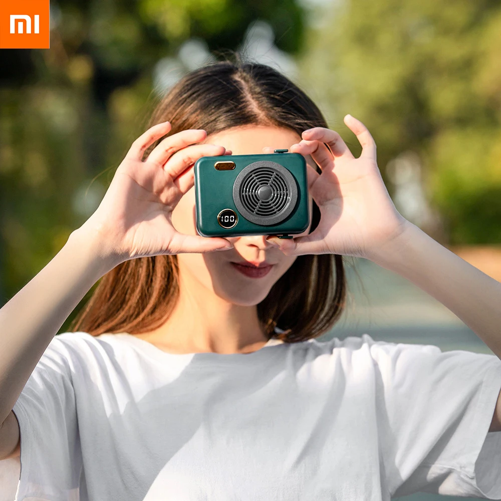 

Xiaomi Youpin 2022 новый маленький вентилятор для камеры 2000 мАч большой емкости Электрический вентилятор с функцией отображения висячий шейный вен...