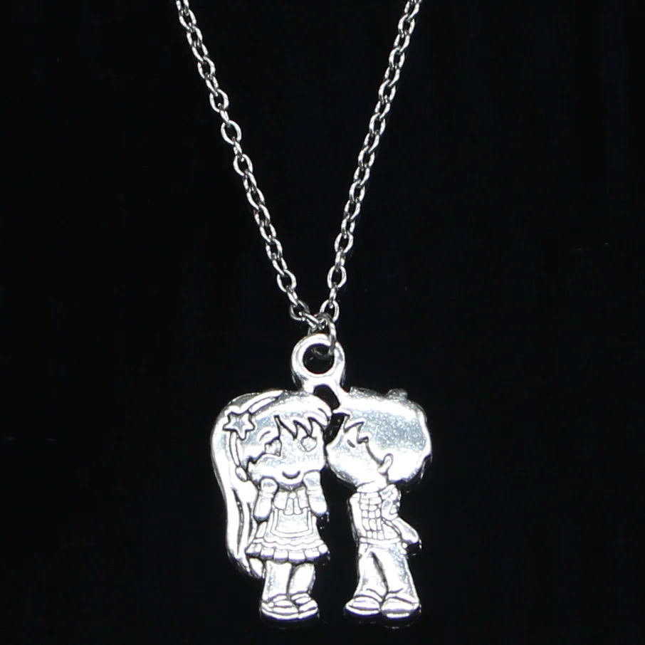 

20pcs New Fashion Necklace 31x23mm Lover Sweethearts Kissing Pendants Short Long Women Men Colar Gift Jewelry Choker