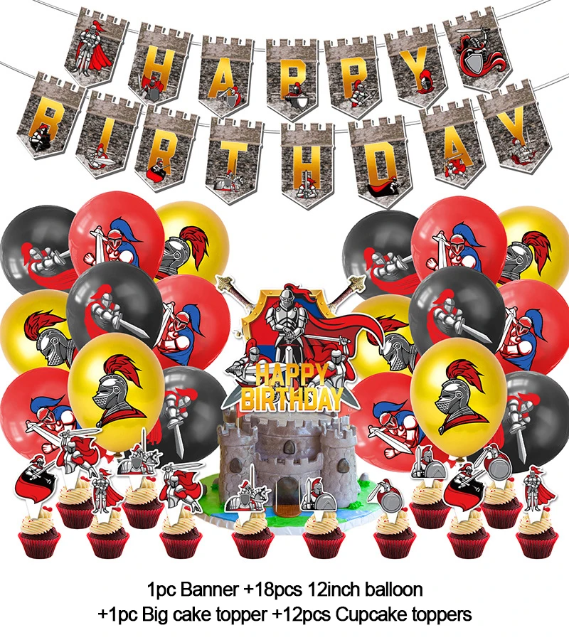 Средневековый бронированный рыцарь, одноразовая посуда, тарелка, воздушный шар, баннер, декорация, поставки, детский подарок пат миллс реквием рыцарь вампир воскрешение пляска смерти