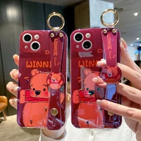 disney winnie the pooh wristband phone case for iphone 11 12 13 mini pro xs max 8 7 plus x xr cover