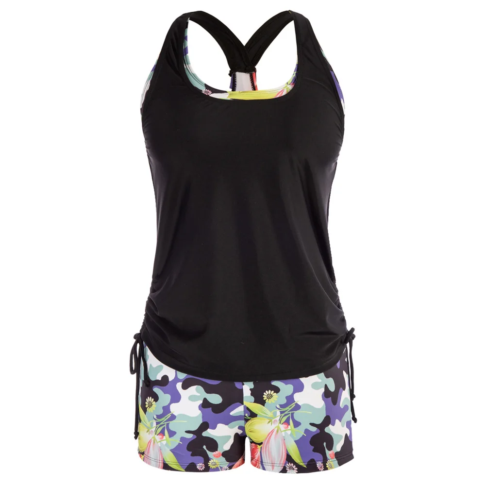 

Liumilac Women 2pcs Set Swimsuit U-Neck Tank Top+Briefs Swimwear