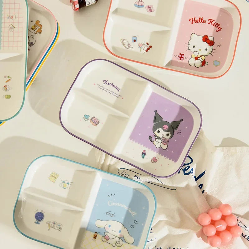 Sanrio Kawaii Hello Kitty детские разделительные тарелки My Melody Kuromi аниме мультфильм