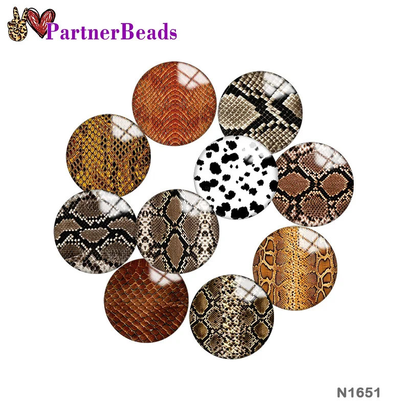 

Brown Snake skin Image printing metal DIY snap button accessories Fit bag hat Clothes shoes N1651