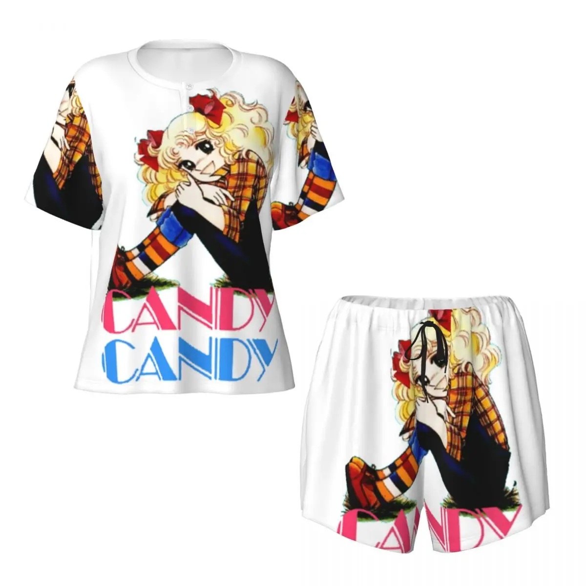 Женский пижамный комплект из 2 предметов с коротким рукавом и принтом