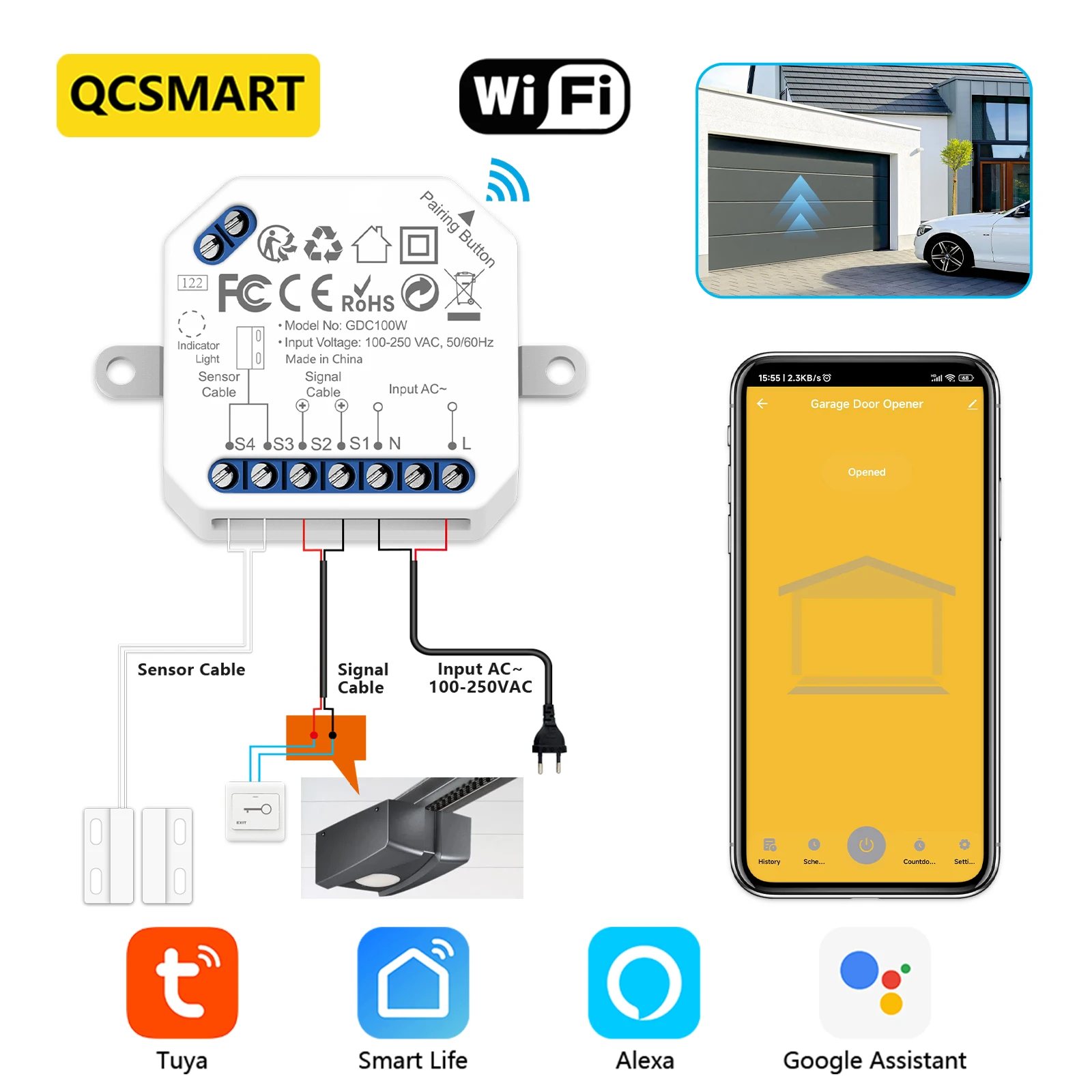 

QCSMART Tuya модуль открытия гаражных ворот