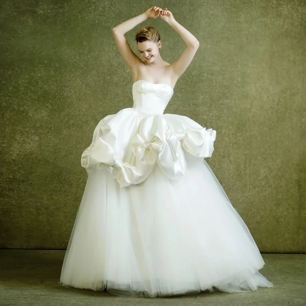 Мечтательное свадебное платье с вырезом сердечком и съемными бантами без