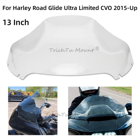 Мотоцикл Ясно 13 дюймов лобовое стекло волна Ветер Дефлектор ветрового стекла крышка для Harley Road Glide Ультра ограниченная CVO FLTRT 2015-2023