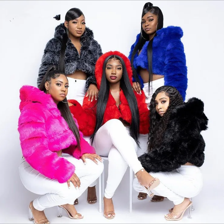 Fur New Autumn/winter Imitation Fur Europe and America Warm Hooded Fur Coat Women Winter Coat Women  Fur Coat Woman