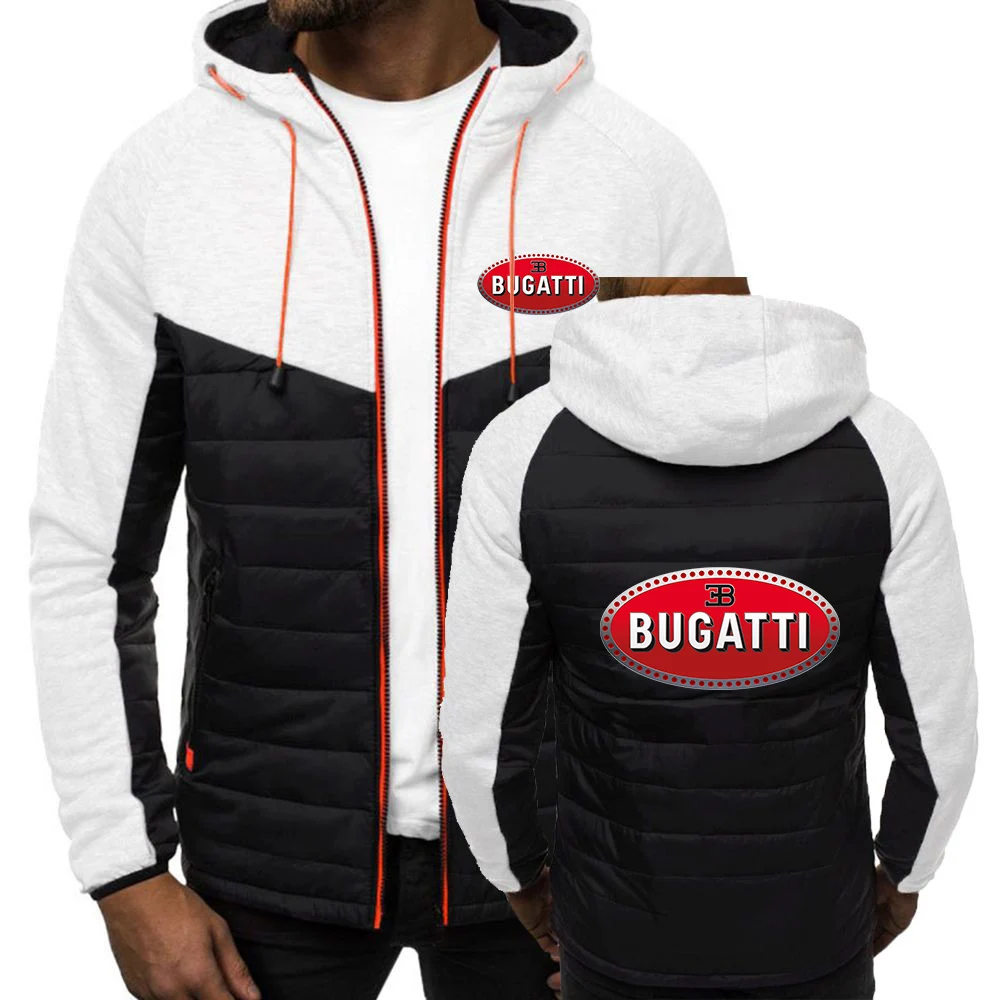 

2022 Bugatti Logo Hoody Spliced Jacket Men Spring And Autumn Hoodies Coat Hooded Fleece Sport Zipper Tops