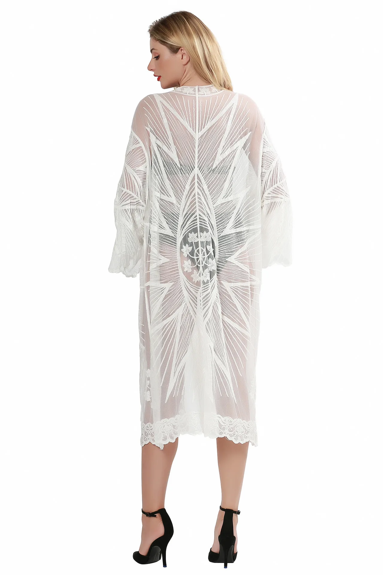 Богемный женский пикантный прозрачный кружевной пляжный купальник с высокой