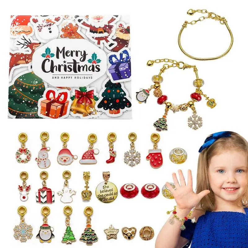 

Christmas Calendar Bracelet Gift Box Novelty DIY Jewelry Kit For Christmas Parent-Child Interaction Boost Crafts For