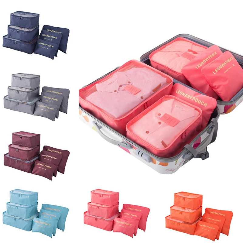 

6pcs Travel Set Clothes Laundry Secret Storage Bag Packing Luggage Organizer Bag Organizer Wardrobe Case Shoes Packing Cube Bag