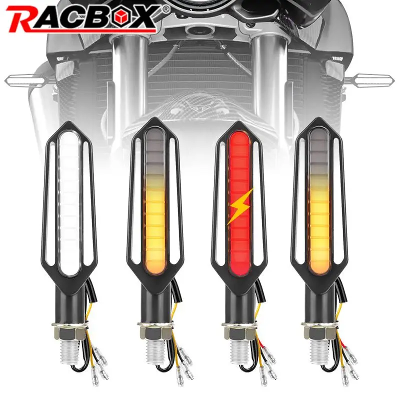 

Motorcycle Front Rear Lights 10mm LED Turn Signal Lights Flasher Blinker Flowing Signal Brake Tail Lamp For Cafe Racer Bobber
