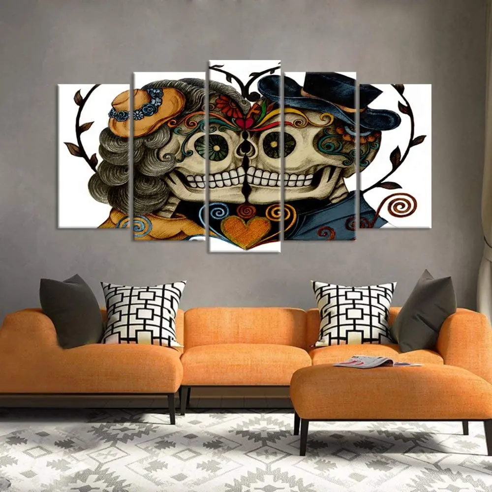 5 шт. винтажный череп голова пара любовь с цветком в глазах красочный