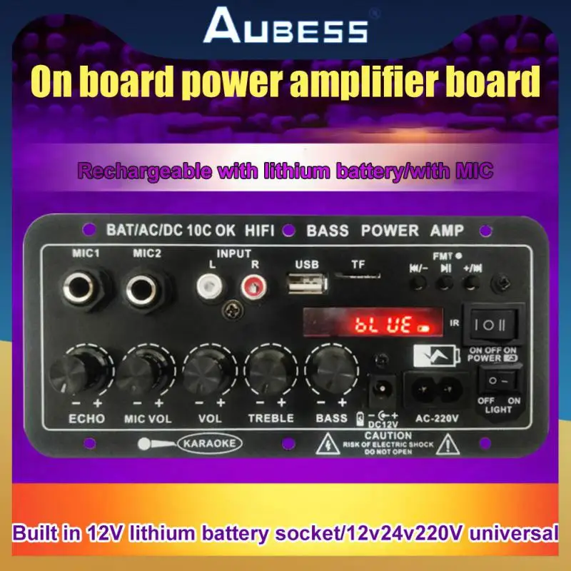 

Usb Board Subwoofer Digital Dual Microphone Karaoke Amplifier Remote Control Lithium Battery Interface 30-120w Upgrade Mono