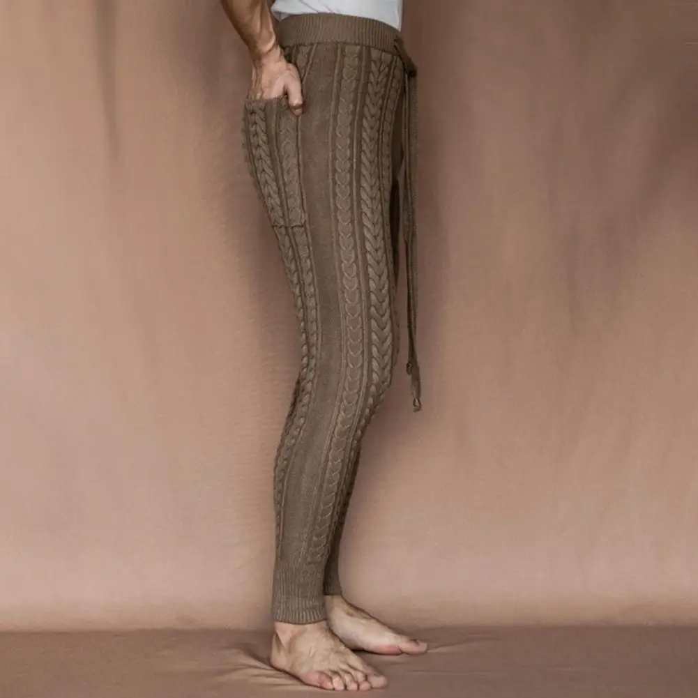 

Модные длинные брюки, плотные повседневные брюки, мужские шерстяные трикотажные брюки с ребристыми манжетами и защитой от замерзания