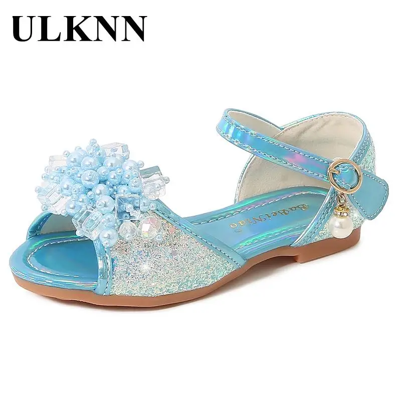 

Girls Sandals Kids Bowknot Rhinestone Girl Summer Sandals Blue Sequined Sandals Peep-toe Shoes School Performance Purple Falts