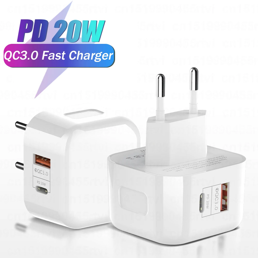 

PD 20W USB Type C Charger Fast Phone Charger for iPhone 13 12 11 Pro Max X Xs QC3.0 LED Travel Charger for Huawei Xiaomi Samsung