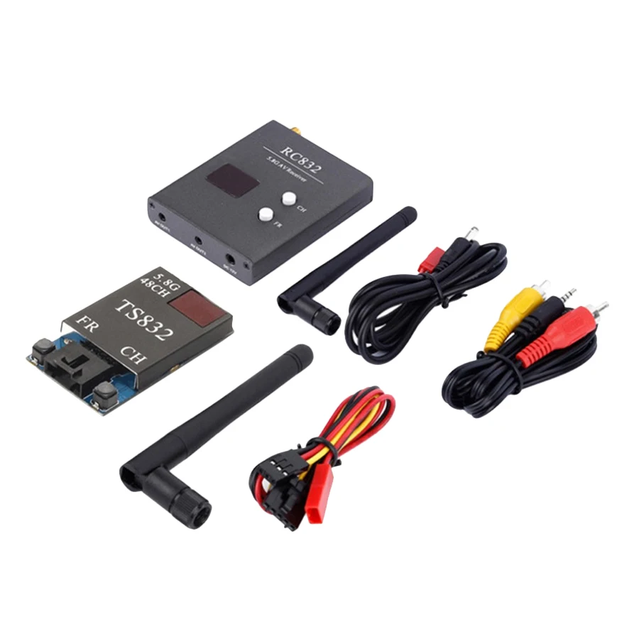 

48Ch 5.8G 600Mw 5Km Wireless AV Transmitter TS832 Receiver RC832 for FPV Multicopter RC Aircraft Quadcopter Black