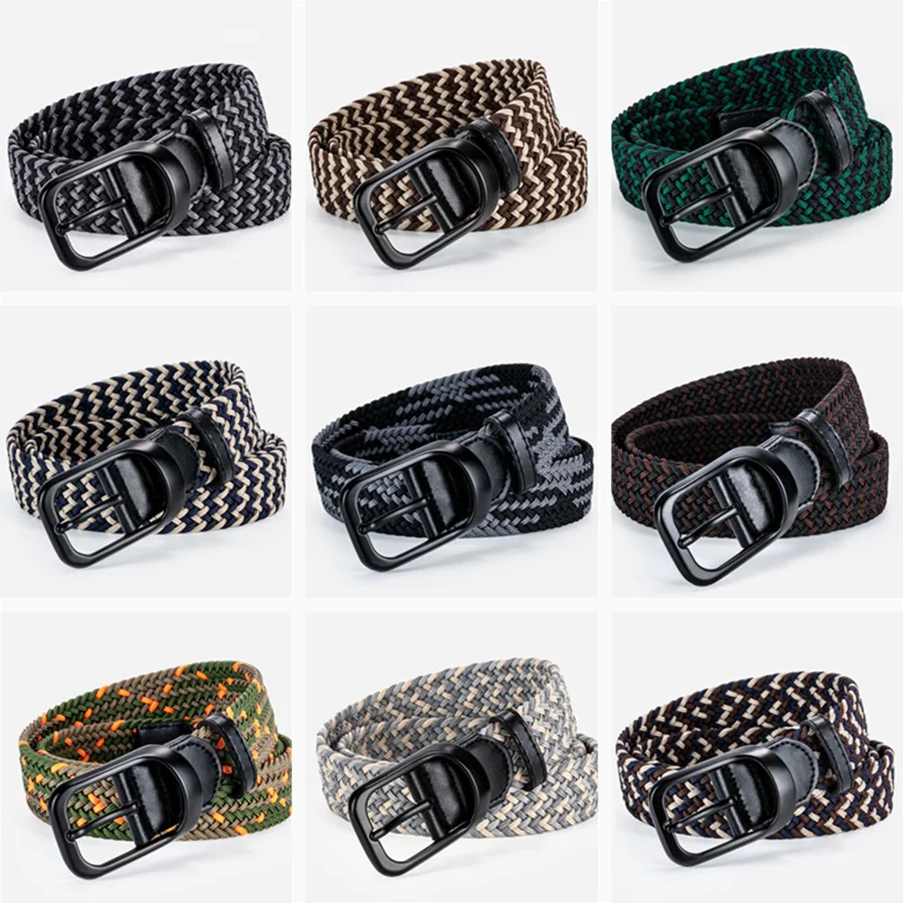 Hongmioo Canvas Belts for Men Fashion Metal Pin Buckle Military Tactical Strap Male Elastic Belt for Pants Jeans