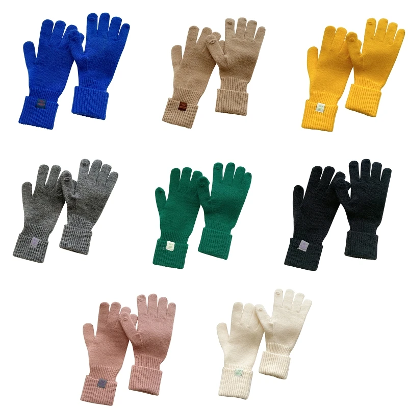 

Winter Crochet Gloves Touchscreen Anti-Slip Knit Gloves Warm Thick Thermal Fleece Elastic Cuff Gloves for Men Women