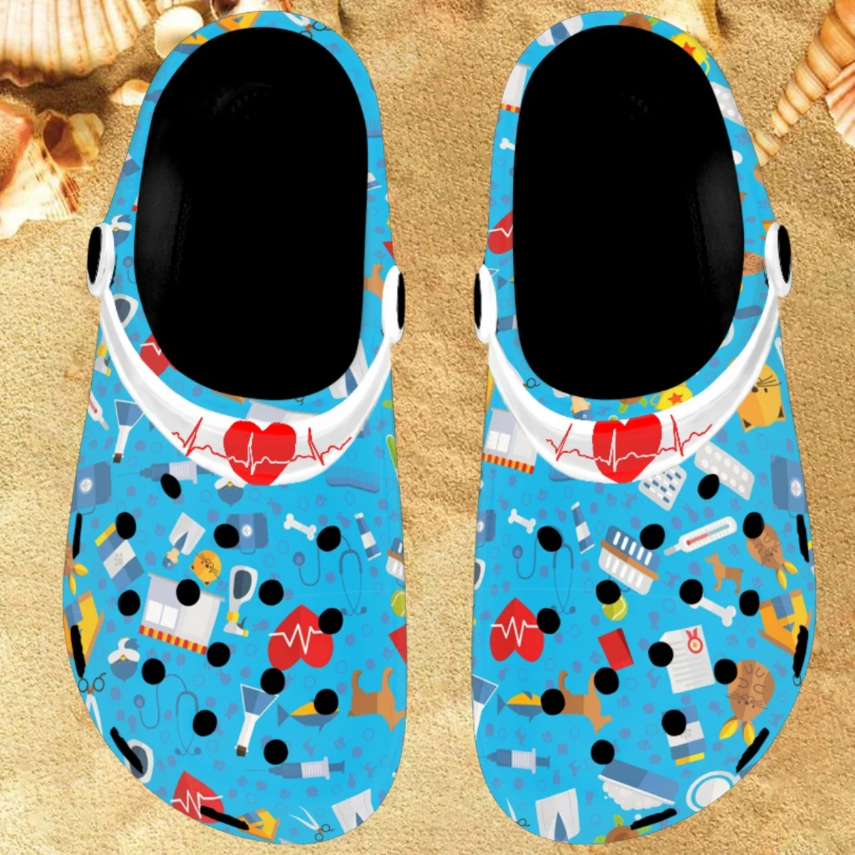 

Nopersonality Creative Medical Theme Slides Slipper Casual Heart Rate Fashion Sandals Adult Comfort Slippers Wading New